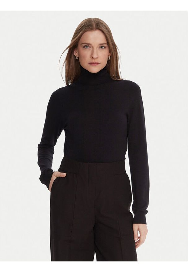 Kontatto Golf 3M0824C Czarny Regular Fit. Typ kołnierza: golf. Kolor: czarny. Materiał: wiskoza