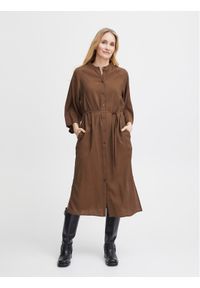 Fransa Sukienka koszulowa 20612435 Brązowy Relaxed Fit. Kolor: brązowy. Materiał: wiskoza. Typ sukienki: koszulowe #1