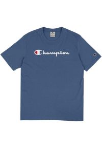 Champion - Męska Koszulka Z Krótkim Rękawem. Kolor: niebieski. Długość rękawa: krótki rękaw. Długość: krótkie
