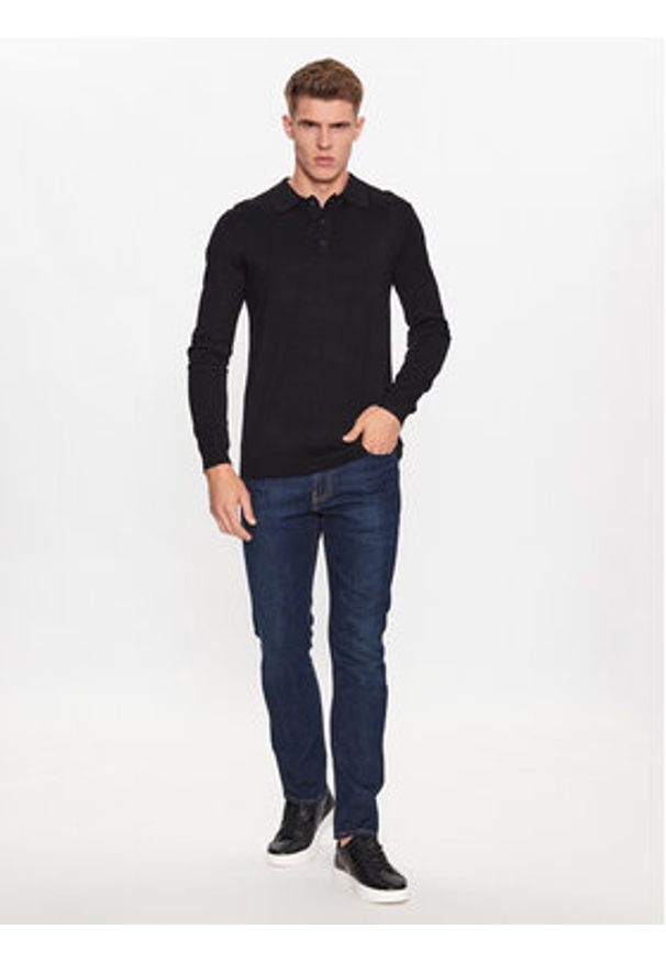 Only & Sons Polo 22021184 Czarny Regular Fit. Typ kołnierza: polo. Kolor: czarny. Materiał: wiskoza