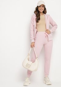 Born2be - Różowy Komplet Dresowy z Bawełną Bluza z Kapturem i Spodnie Jogger Sinaria. Kolor: różowy. Materiał: bawełna, dresówka #5
