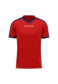 Givova - Męska Koszulka Interlock Revolution. Kolor: czerwony, niebieski, wielokolorowy. Sport: turystyka piesza
