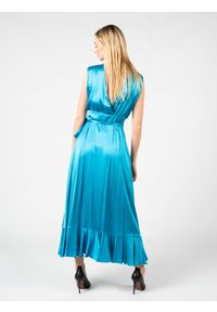 Pinko Sukienka "Oleandro" | 102076 A19B | Kobieta | Niebieski. Okazja: na spacer. Kolor: niebieski. Materiał: elastan, wiskoza. Długość rękawa: na ramiączkach. Wzór: aplikacja. Typ sukienki: dopasowane, rozkloszowane, kopertowe. Styl: elegancki. Długość: maxi