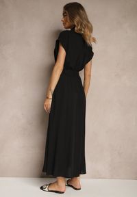 Renee - Czarna Koszulowa Sukienka z Wiskozy z Paskiem Rinaira. Okazja: na co dzień, na imprezę, na spacer. Kolor: czarny. Materiał: wiskoza. Typ sukienki: koszulowe. Styl: elegancki, casual #5