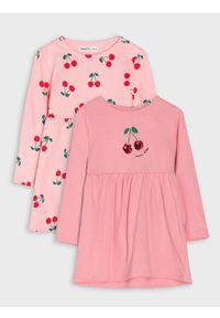 Sinsay - Sukienki 2 pack - różowy. Kolor: różowy. Materiał: bawełna. Wzór: nadruk #1