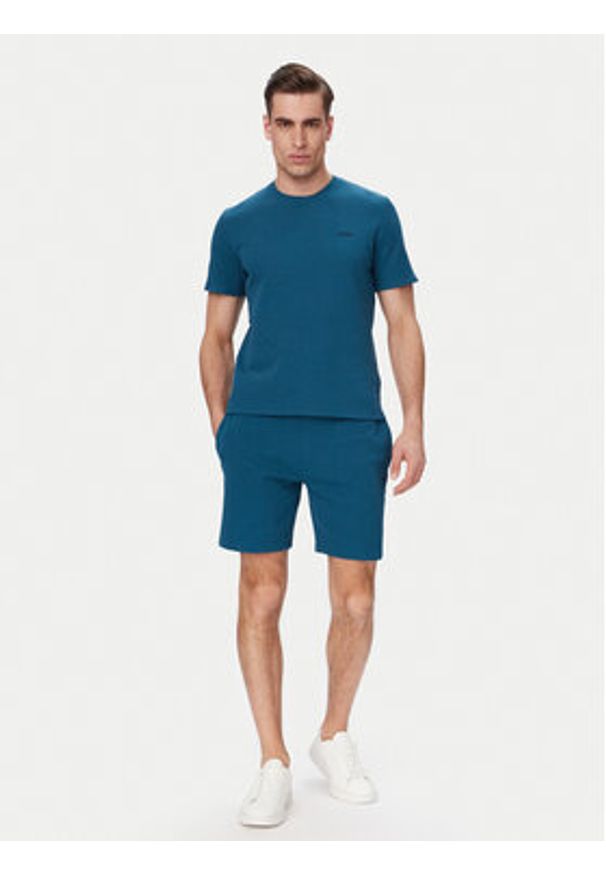 BOSS T-Shirt Waffle 50535892 Niebieski Regular Fit. Kolor: niebieski. Materiał: syntetyk