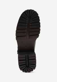 Born2be - Czarne Półbuty na Obcasie i Platformie z Tłoczeniem w Stylu Mary Jane Evalda. Okazja: do pracy. Zapięcie: sprzączka. Kolor: czarny. Materiał: jeans. Sezon: wiosna, lato. Obcas: na obcasie. Styl: retro. Wysokość obcasa: średni #2