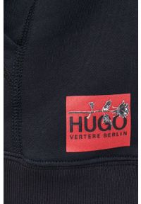Hugo Bluza bawełniana x Vertere Berlin męska kolor czarny z kapturem gładka. Typ kołnierza: kaptur. Kolor: czarny. Materiał: bawełna. Wzór: gładki