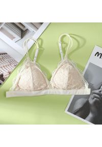 Intica - Koronkowa braletka bez fiszbin na co dzień Roelfine. Kolor: beżowy. Materiał: koronka. Wzór: koronka