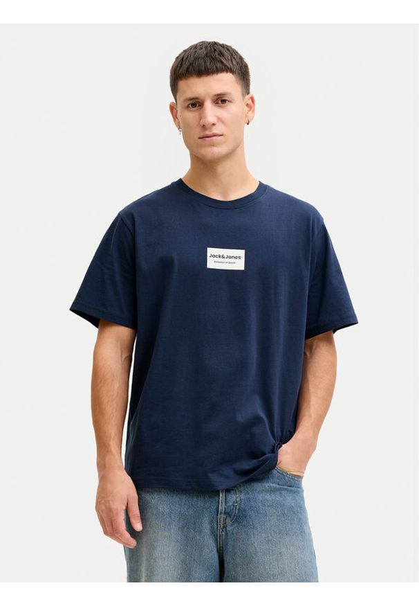 Jack & Jones T-Shirt Frank 12288092 Granatowy Relaxed Fit. Kolor: niebieski. Materiał: bawełna