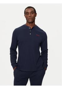 Polo Ralph Lauren Longsleeve 714950609002 Granatowy Slim Fit. Typ kołnierza: polo. Kolor: niebieski. Materiał: bawełna, syntetyk. Długość rękawa: długi rękaw