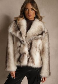 Renee - Jasnobeżowa Kurtka Futerko z Ozdobnym Kołnierzem Fitene. Okazja: na co dzień. Kolor: beżowy. Materiał: futro. Styl: klasyczny, casual, elegancki #7