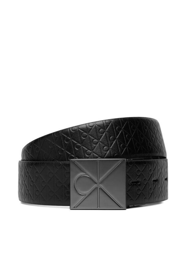 Calvin Klein Pasek Męski Emblem Plaque W/ Aop 35Mm Adj/Re LV04D7083G Czarny. Kolor: czarny. Materiał: skóra