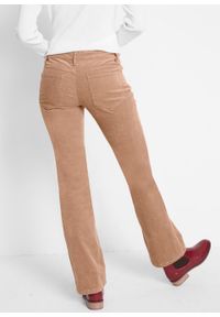 Spodnie sztruksowe ze stretchem Bootcut bonprix wielbłądzia wełna. Kolor: brązowy. Materiał: sztruks, wełna #7