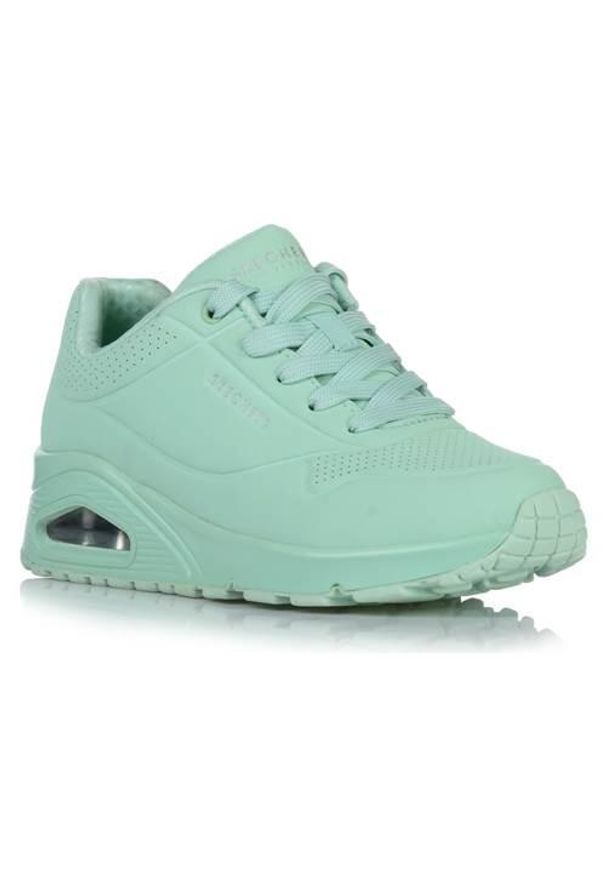 skechers - Buty do chodzenia damskie Skechers Uno Stand On Air. Kolor: zielony, niebieski. Materiał: materiał, syntetyk. Szerokość cholewki: normalna. Sport: turystyka piesza