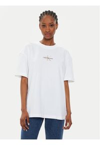 Calvin Klein Jeans T-Shirt Monologo J20J223561 Biały Loose Fit. Kolor: biały. Materiał: bawełna #1
