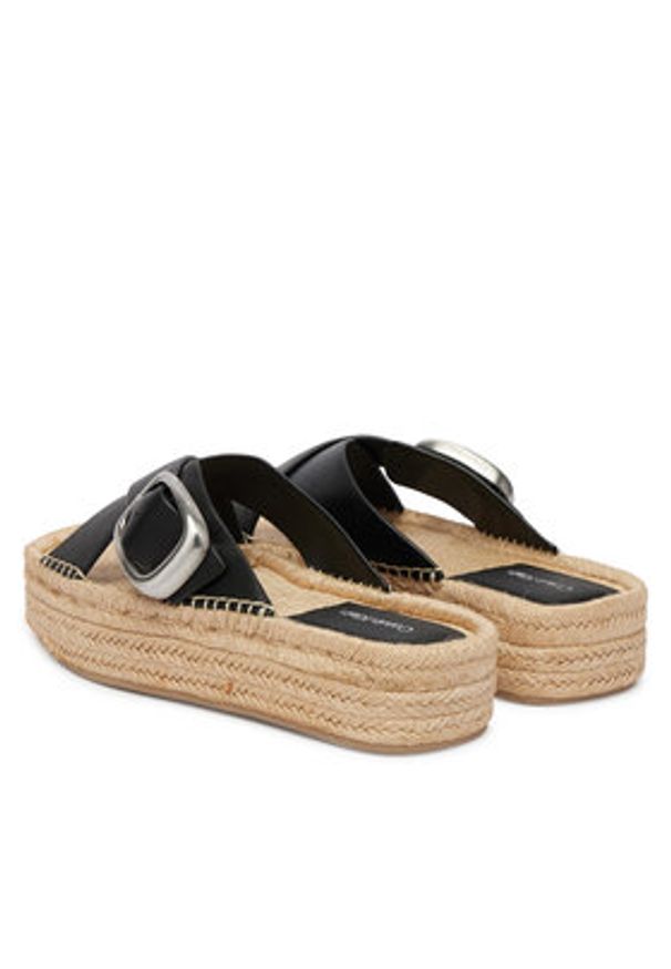 Calvin Klein Espadryle Flatf Espadrill Cross Lth Hdw HW0HW02892 Czarny. Kolor: czarny. Materiał: skóra