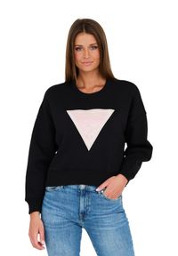Guess - GUESS Czarna damska krótka bluza, Rozmiar L. Kolor: czarny. Długość: krótkie