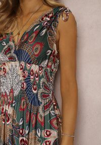 Renee - Ciemnozielona Sukienka Sallaza. Kolor: zielony. Długość rękawa: bez rękawów. Typ sukienki: kopertowe. Styl: boho. Długość: maxi #4