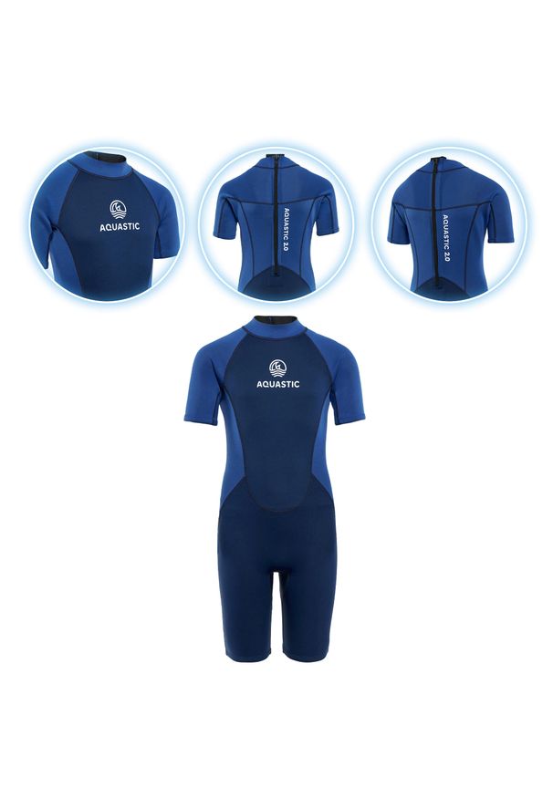 Pianka do pływania dziecięca AQUASTIC Wavey Jrb 2 mm. Kolor: niebieski