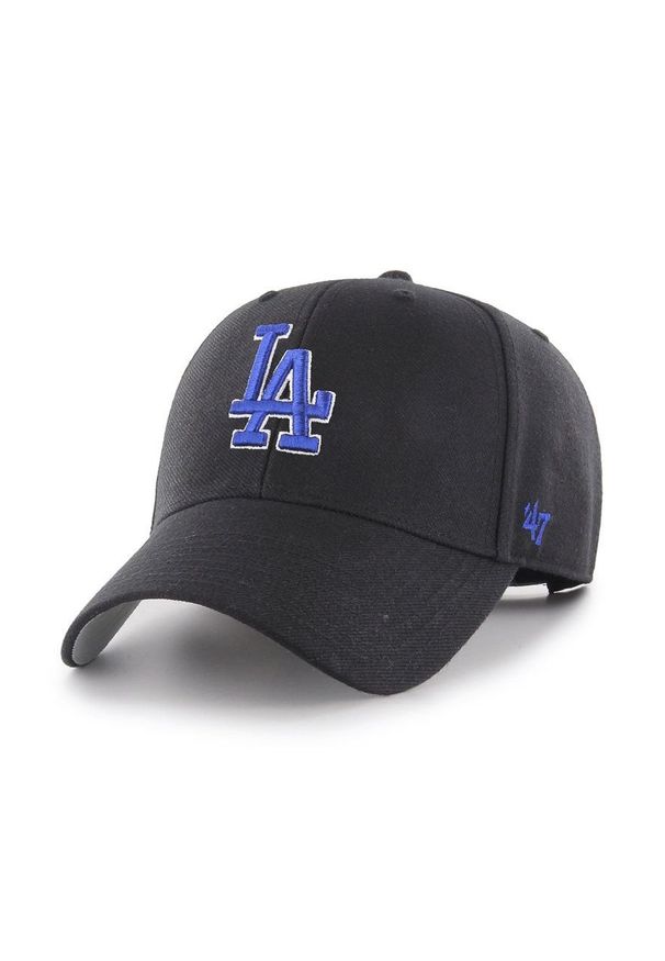 47 Brand - 47brand Czapka MLB Los Angeles Dodgers kolor czarny z aplikacją. Kolor: czarny. Wzór: aplikacja