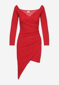 Born2be - Czerwona Koktajlowa Asymetryczna Sukienka z Kopertowym Dekoltem Zaidelle. Okazja: na imprezę. Typ kołnierza: dekolt kopertowy. Kolor: czerwony. Typ sukienki: asymetryczne, kopertowe. Styl: wizytowy #2