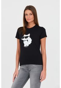 Karl Lagerfeld - KARL LAGERFELD Czarny damski t-shirt z kotem, Rozmiar S. Kolor: czarny #3