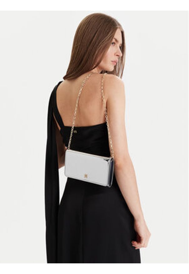 TOMMY HILFIGER - Tommy Hilfiger Torebka Icon Flap W/Chain Met AW0AW17959 Srebrny. Kolor: srebrny. Materiał: skórzane