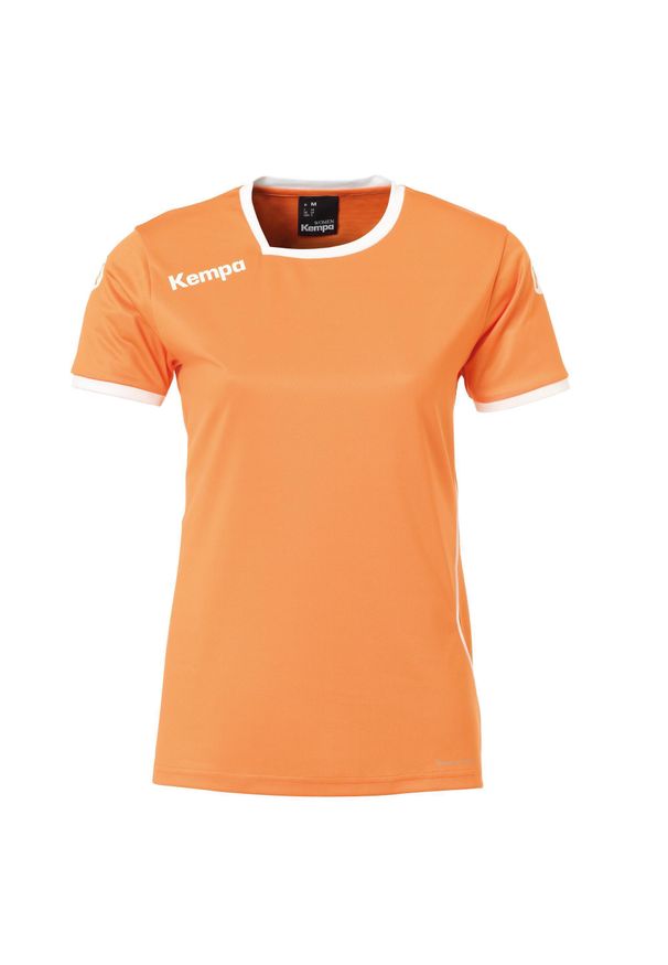 KEMPA - Damska koszulka Kempa Curve. Kolor: wielokolorowy, biały, pomarańczowy. Materiał: materiał