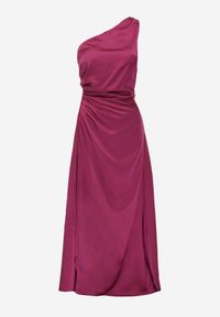 Born2be - Fioletowa Asymetryczna Sukienka na Jedno Ramię z Kopertowym Dołem Emmellis. Kolor: fioletowy. Typ sukienki: kopertowe, asymetryczne #4