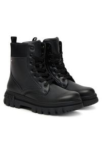 TOMMY HILFIGER - Tommy Hilfiger Trapery Lace-Up Bootie T3A5-34046-1695 D Czarny. Kolor: czarny. Materiał: skóra #5