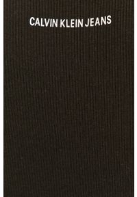 Calvin Klein Jeans - Top. Kolor: czarny. Materiał: dzianina, bawełna. Wzór: nadruk