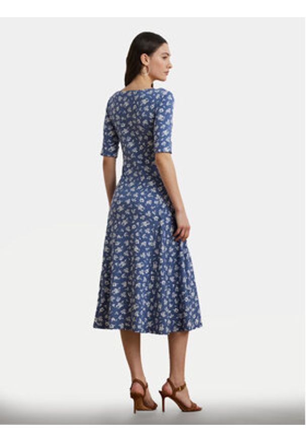 Lauren Ralph Lauren - LAUREN RALPH LAUREN Sukienka codzienna 200976993001 Niebieski Regular Fit. Okazja: na co dzień. Kolor: niebieski. Materiał: bawełna. Typ sukienki: proste. Styl: casual