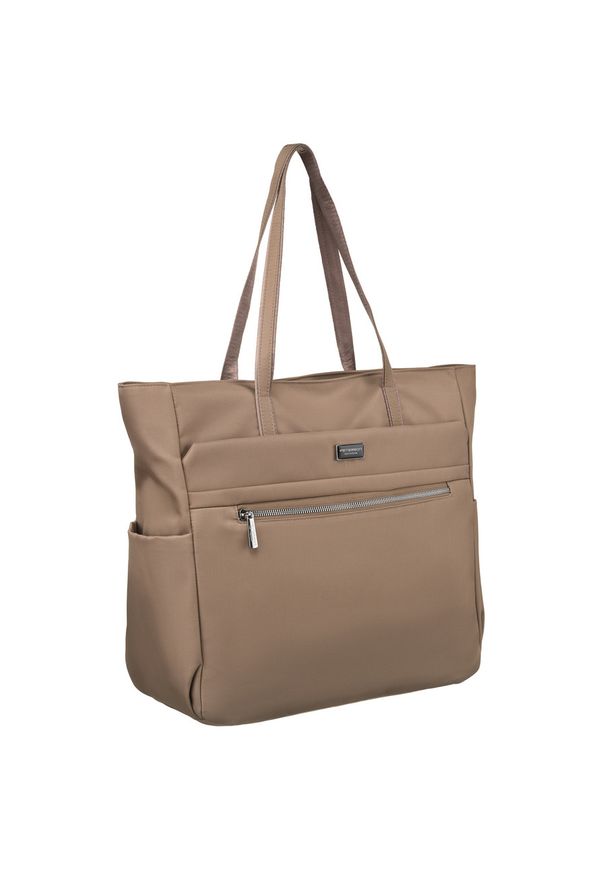 Shopper na ramię Peterson PTN CTY-10 beżowy. Kolor: beżowy. Styl: elegancki, casual. Rodzaj torebki: na ramię