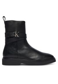 Calvin Klein Botki Ankle Boot W/ Metal Logo HW0HW02663 Czarny. Kolor: czarny. Materiał: skóra