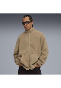 Puma - Męska rozpinana bluza typu sherpa Essentials Elevated na zimę o luźnym kroju. Kolor: beżowy. Sezon: zima. Sport: bieganie