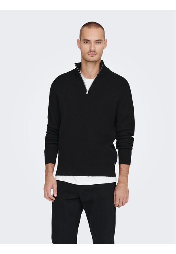 Only & Sons Sweter 22023210 Czarny Regular Fit. Kolor: czarny. Materiał: bawełna