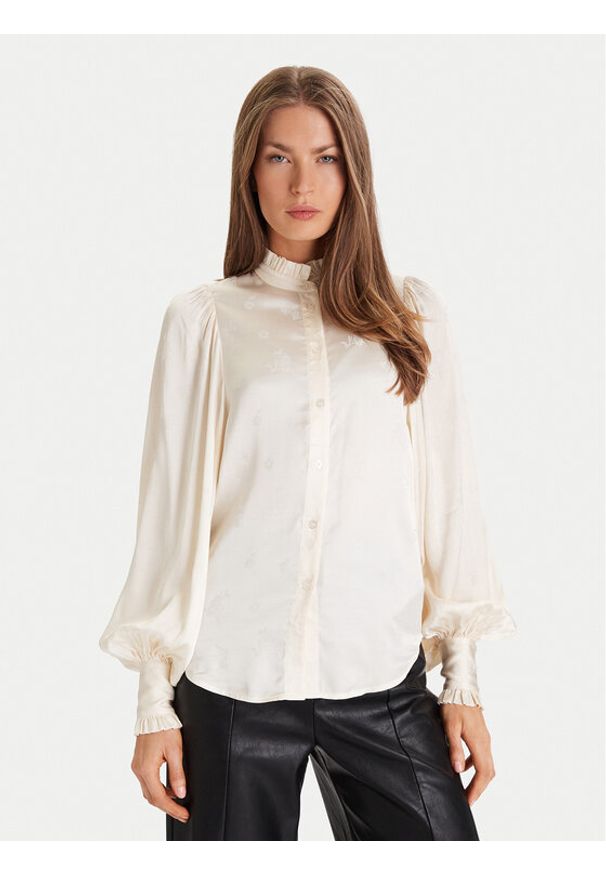 TwinSet - TWINSET Koszula 252TT2362 Beżowy Loose Fit. Kolor: beżowy. Materiał: satyna, wiskoza