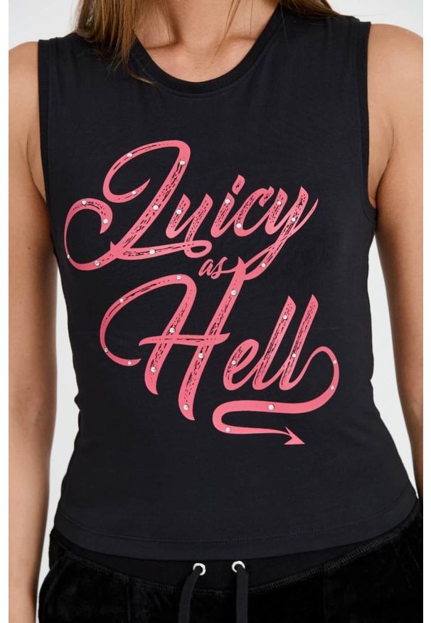 Juicy Couture - JUICY COUTURE Czarny top Juicy As Hell Tank. Kolor: czarny
