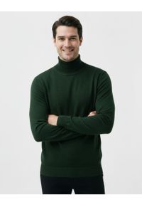 Golf Zielony, Butelkowy, Elegancki, Klasyczny, Męski -Brave Soul- 100% BAWEŁNA. Typ kołnierza: golf. Kolor: zielony. Materiał: bawełna. Sezon: zima, jesień. Styl: elegancki, klasyczny #3