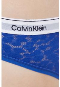 Calvin Klein Underwear stringi kolor niebieski z koronki. Kolor: niebieski. Materiał: koronka. Wzór: koronka #2