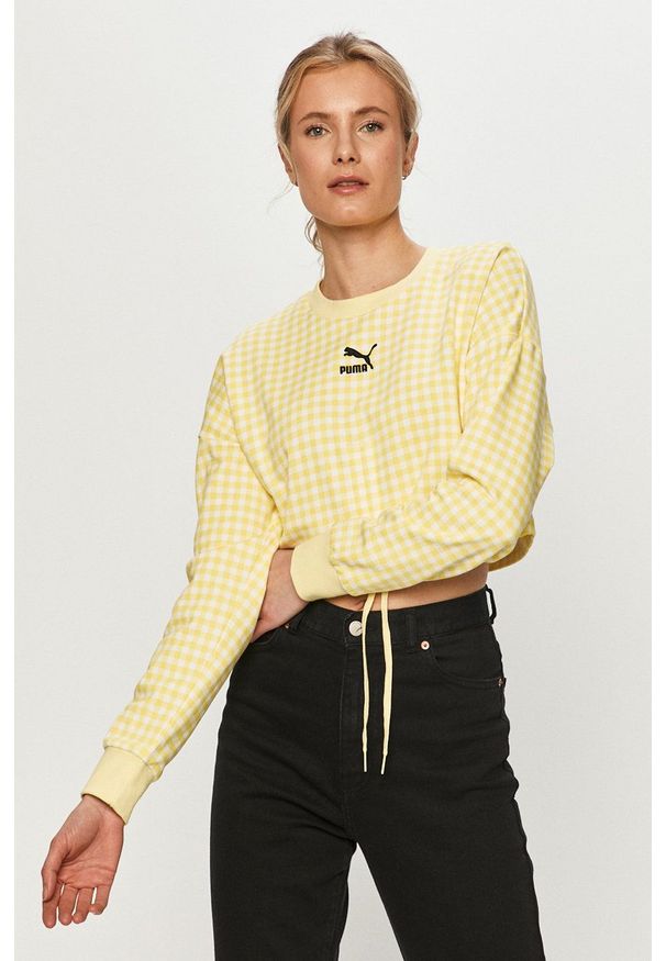 Puma - Bluza. Kolor: żółty. Materiał: dzianina