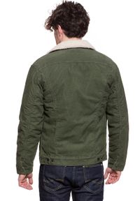 Lee - KURTKA ZIMOWA LEE SHERPA JACKET OLIVE GREEN L87AQM25. Materiał: bawełna, jeans, materiał, sztruks. Wzór: jednolity, kolorowy, nadruk. Sezon: zima. Styl: sportowy, elegancki, klasyczny, vintage