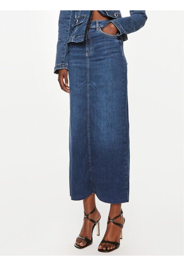 Liu Jo Spódnica jeansowa UF4105 D4811 Granatowy Regular Fit. Kolor: niebieski. Materiał: bawełna, jeans