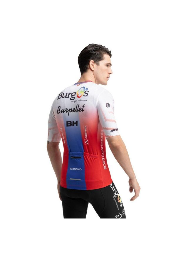 SIROKO - Męska koszulka kolarska z krótkim rękawem Burgos Burpellet BH x Siroko Siroko. Kolor: biały. Długość rękawa: krótki rękaw. Długość: krótkie. Sport: kolarstwo