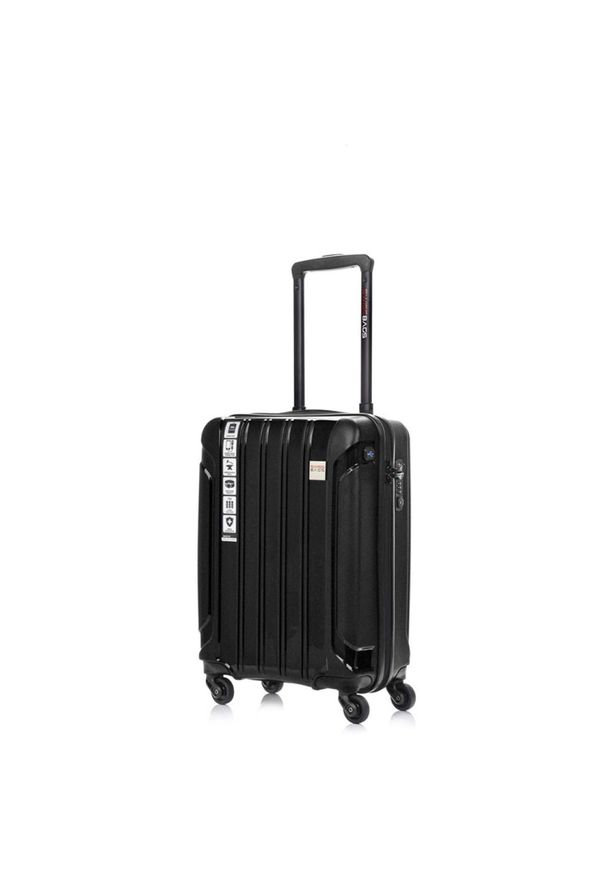 SWISSBAGS - Walizka na kółkach SwissBags Tourist czarna - mała 40 l. Kolor: czarny. Materiał: materiał. Wzór: napisy. Styl: elegancki, klasyczny
