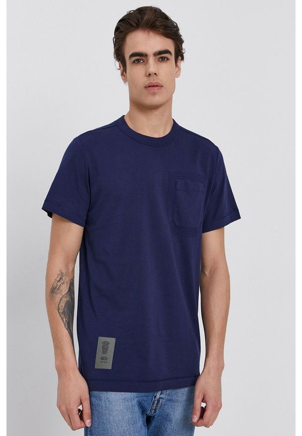 G-Star RAW - G-Star Raw - T-shirt. Okazja: na co dzień. Kolor: niebieski. Materiał: bawełna, dzianina. Wzór: gładki. Styl: casual