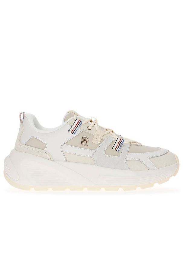 TOMMY HILFIGER - Buty Tommy Hilfiger Chunky Runner FW0FW07674-AEF - beżowe. Kolor: beżowy. Materiał: guma, tkanina, skóra, materiał. Szerokość cholewki: normalna