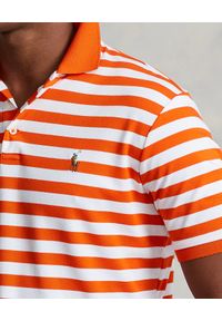 Ralph Lauren - RALPH LAUREN - Koszulka polo w pomarańczowe paski Custom Slim Fit. Typ kołnierza: polo. Kolor: pomarańczowy. Materiał: bawełna. Wzór: paski #3