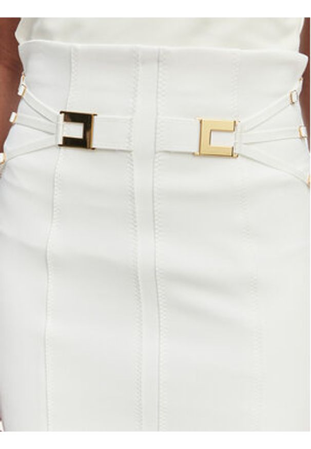 Elisabetta Franchi Spódnica mini GO-167-61E2-V320 Biały Regular Fit. Kolor: biały. Materiał: syntetyk